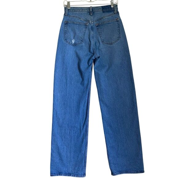 Abercrombie Fitch The 90's Baggy Jeans Women 27 Blue Ultra High Rise Distressed - Picture 2 of 14